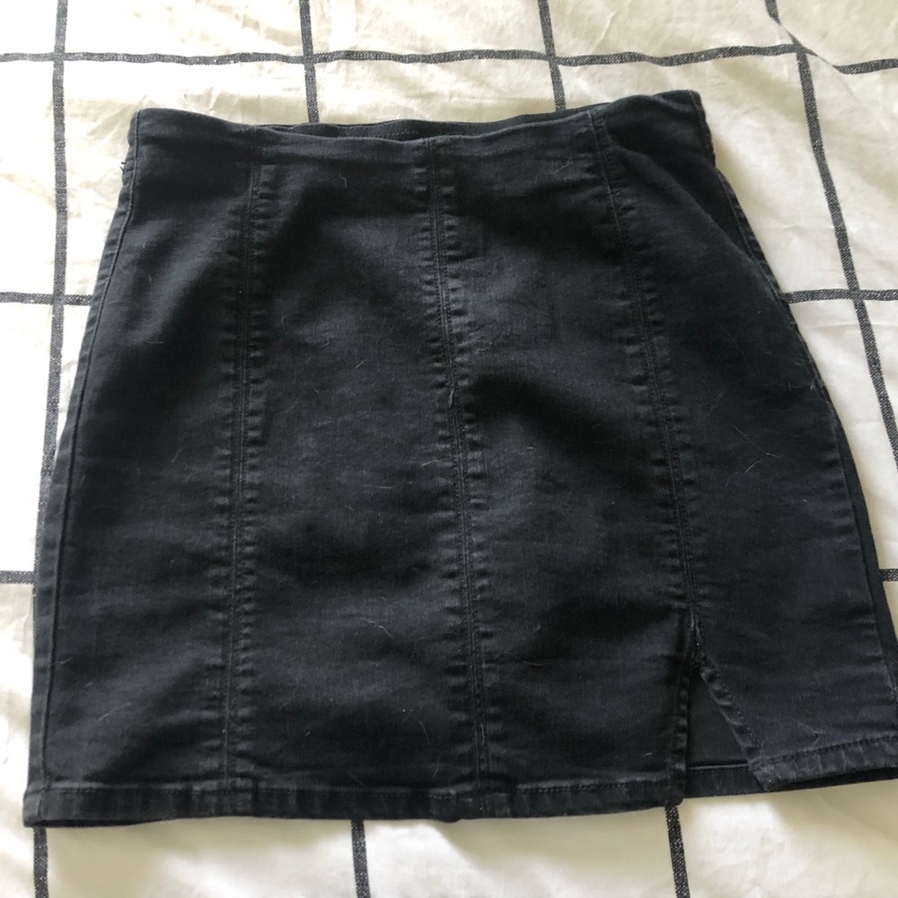 Black Free People Modern Femme Denim Skirt